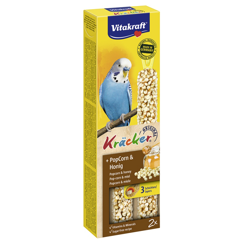 Vitakraft – Kracker Duo για παπαγαλάκια με pop corn και μέλι 2τμχ onesize